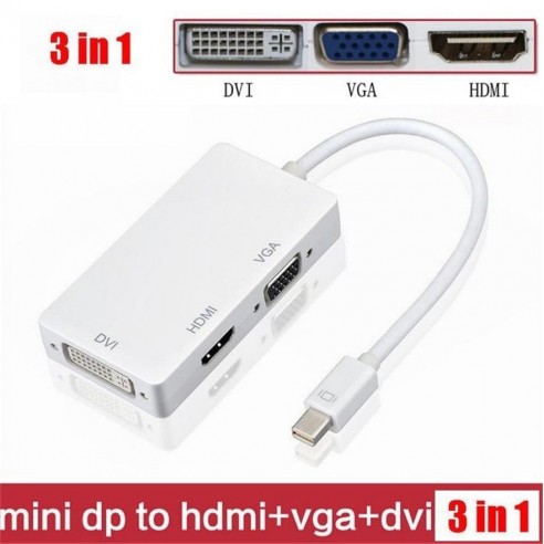 Adaptador De Mini Displayport A Vga / Hdmi / Dvi 3 En 1