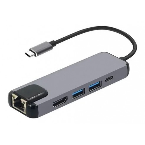 ADAPTADOR TIPO USB-C DE RED + HUB USB + HDMI + USB-C